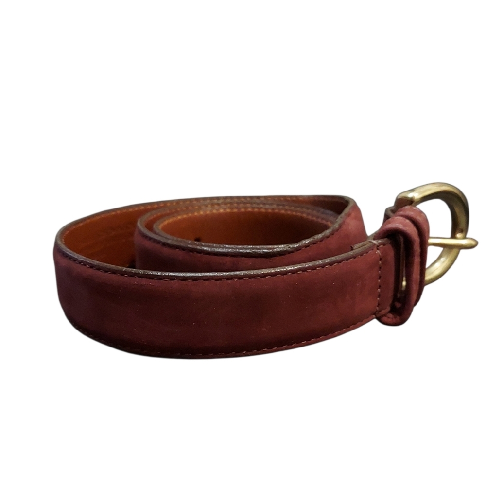 Coach Vintage Nubuck Calfskin Eggplant Leather Belt Small With Brass - Picture 3 of 6
